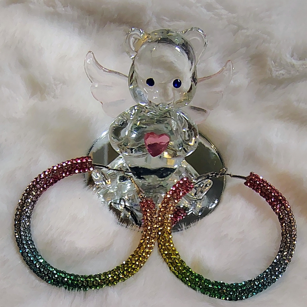 Multicolor Crystal Hoop Earrings